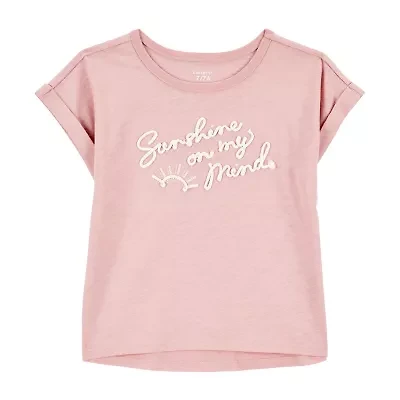 Carter's Little & Big Kid Girls Scoop Neck Short Sleeve Regular Fit Graphic T-Shirt