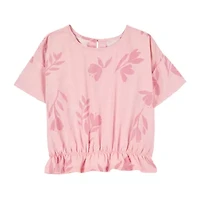 Carter's Little & Big Kid Girls Scoop Neck Short Sleeve Peasant Top