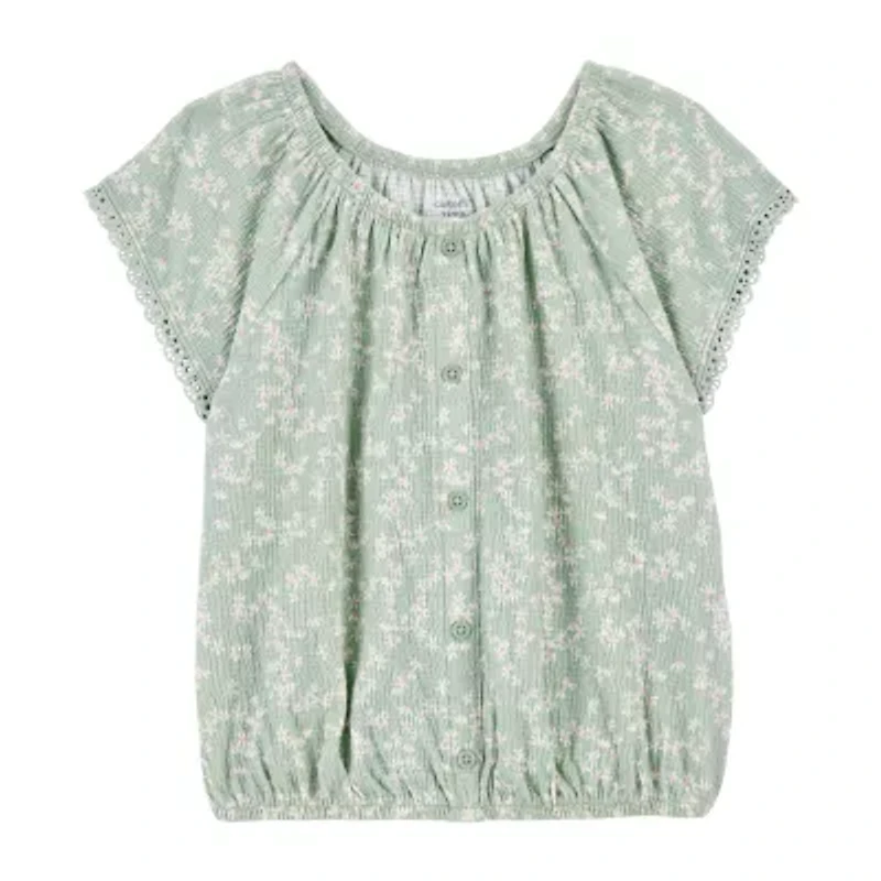 Carter's Little & Big Kid Girls Scoop Neck Short Sleeve Peasant Top
