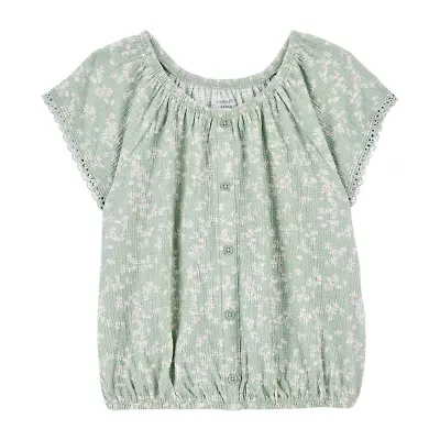 Carter's Little & Big Kid Girls Scoop Neck Short Sleeve Peasant Top