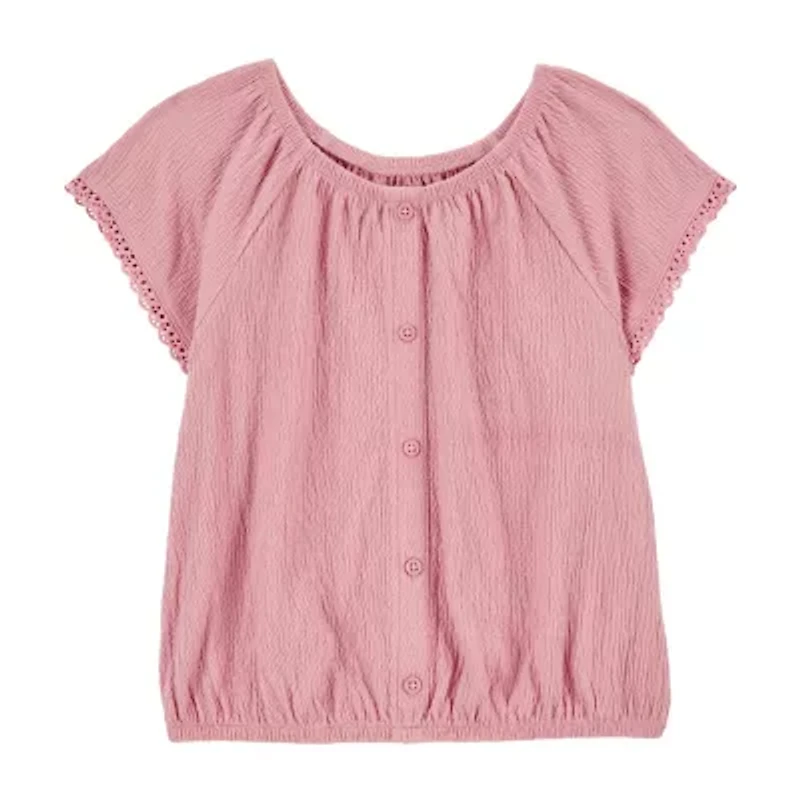 Carter's Little & Big Kid Girls Scoop Neck Short Sleeve Peasant Top