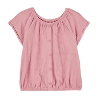 Carter's Little & Big Kid Girls Scoop Neck Short Sleeve Peasant Top
