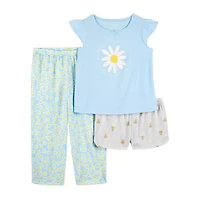 Carter's Toddler Girls Round Neck Sleeveless 3-pc. Pajama Sets