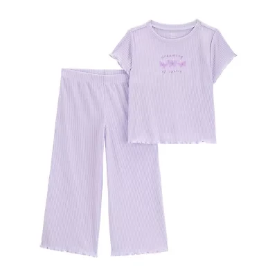 Carter's Toddler Girls Rib Round Neck Short Sleeve 2-pc. Pajama Sets