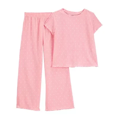 Carter's Little & Big Kid Girls Round Neck Short Sleeve 2-pc. Pajama Sets
