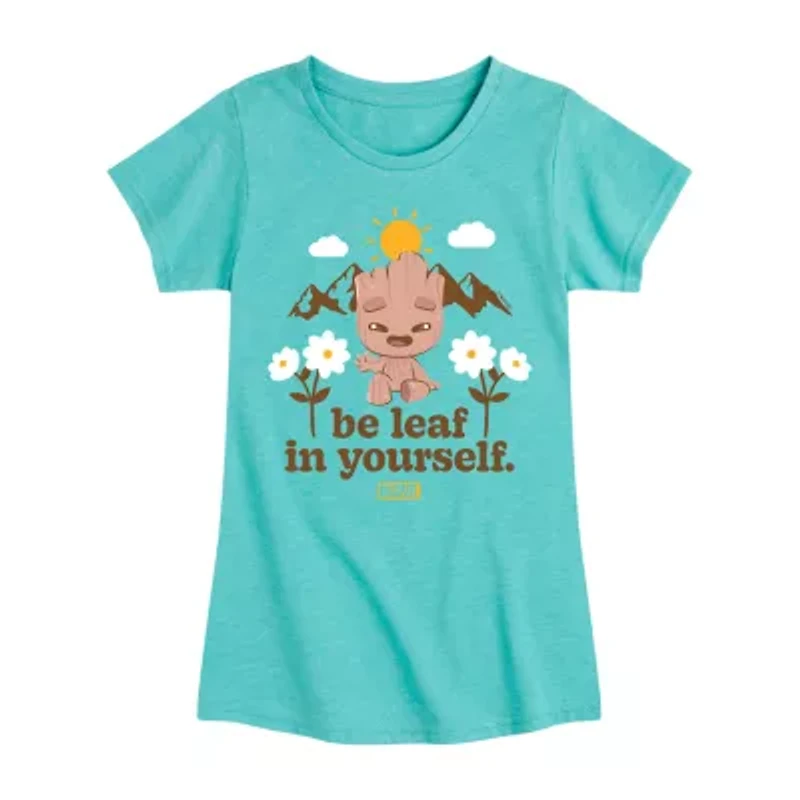 Disney Collection Groot Little & Big Kid Girls Crew Neck Short Sleeve Guardians of the Galaxy Graphic T-Shirt