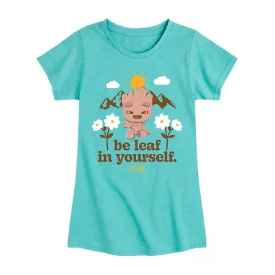 Disney Collection Groot Little & Big Kid Girls Crew Neck Short Sleeve Guardians of the Galaxy Graphic T-Shirt