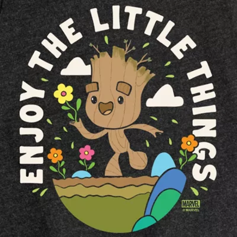 Disney Collection Groot Little & Big Kid Girls Crew Neck Short Sleeve Spiderman Graphic T-Shirt