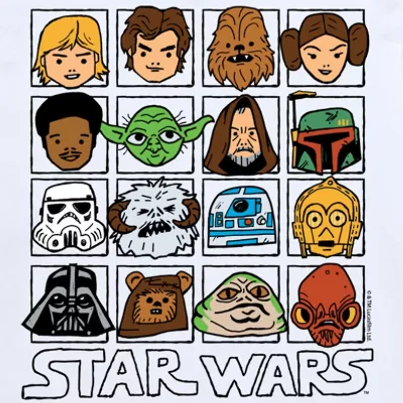 Disney Collection Little & Big Kid Boys Crew Neck Short Sleeve Regular Fit Star Wars Graphic T-Shirt