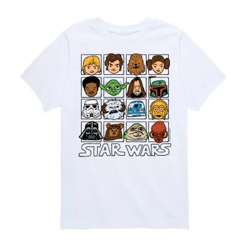 Disney Collection Little & Big Kid Boys Crew Neck Short Sleeve Regular Fit Star Wars Graphic T-Shirt