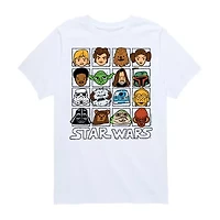 Disney Collection Little & Big Kid Boys Crew Neck Short Sleeve Regular Fit Star Wars Graphic T-Shirt