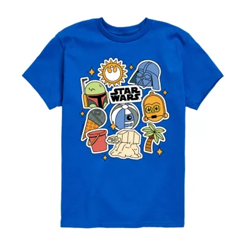 Disney Collection Little & Big Kid Boys Crew Neck Short Sleeve Star Wars Graphic T-Shirt