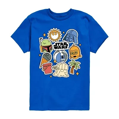 Disney Collection Little & Big Kid Boys Crew Neck Short Sleeve Star Wars Graphic T-Shirt