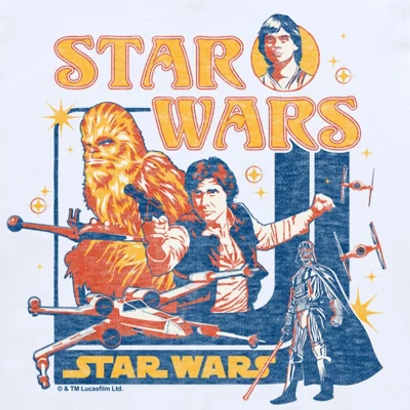Disney Collection Little & Big Kid Boys Crew Neck Short Sleeve Regular Fit Star Wars Graphic T-Shirt