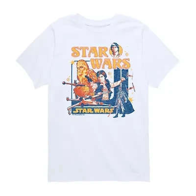 Disney Collection Little & Big Kid Boys Crew Neck Short Sleeve Regular Fit Star Wars Graphic T-Shirt