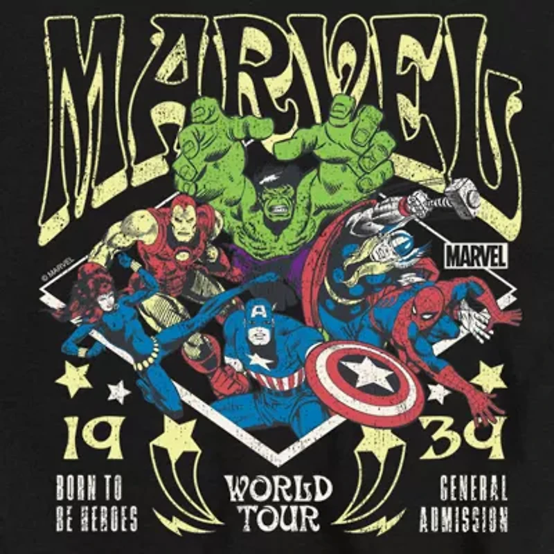 Disney Collection Little & Big Kid Boys Crew Neck Short Sleeve Avengers Graphic T-Shirt