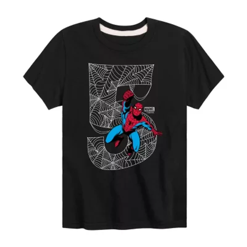 Disney Collection Little & Big Kid Boys Crew Neck Short Sleeve Spiderman Graphic T-Shirt