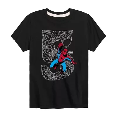Disney Collection Little & Big Boys Crew Neck Short Sleeve Spiderman Graphic T-Shirt