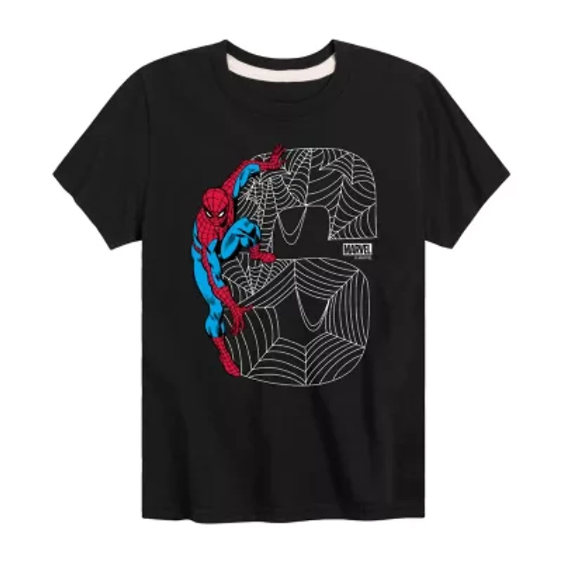 Disney Collection Little & Big Kid Boys Crew Neck Short Sleeve Spiderman Graphic T-Shirt