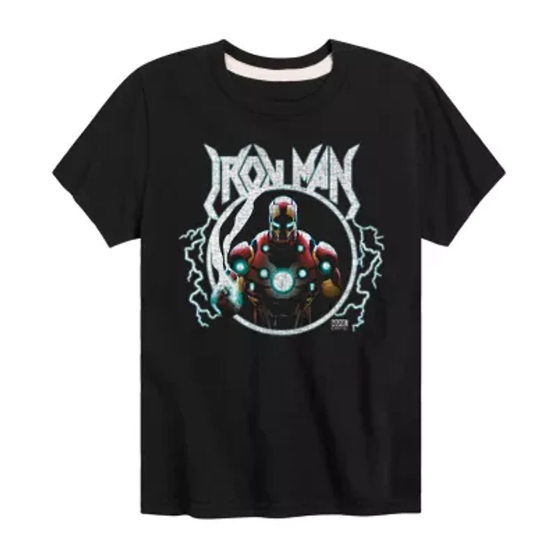 Disney Collection Little & Big Kid Boys Crew Neck Short Sleeve Iron Man Graphic T-Shirt
