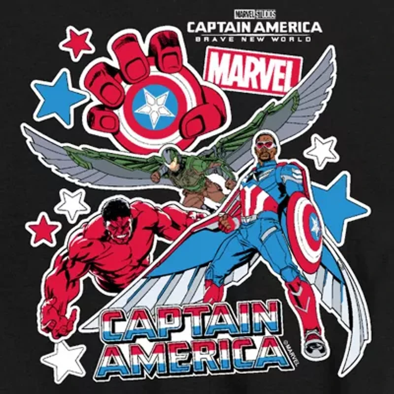 Disney Collection Brave New World Little & Big Kid Boys Crew Neck Short Sleeve Captain America Marvel Graphic T-Shirt