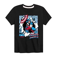 Disney Collection Brave New World Little & Big Kid Boys Crew Neck Short Sleeve Captain America Marvel Graphic T-Shirt