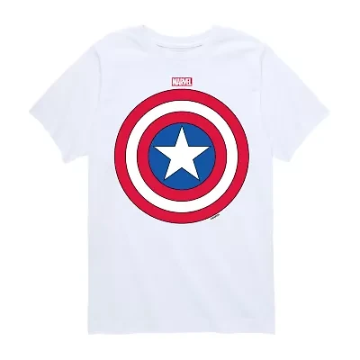 Disney Collection Little & Big Kid Boys Crew Neck Short Sleeve Captain America Marvel Graphic T-Shirt