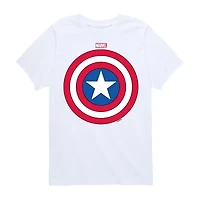 Disney Collection Little & Big Kid Boys Crew Neck Short Sleeve Captain America Marvel Graphic T-Shirt