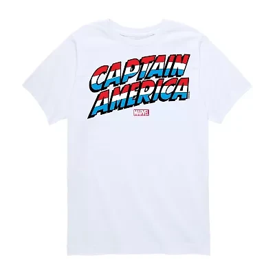 Disney Collection Brave New World Little & Big Kid Boys Crew Neck Short Sleeve Regular Fit Captain America Marvel Graphic T-Shirt