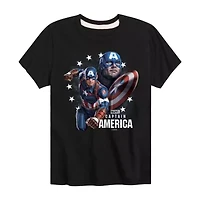 Disney Collection Little & Big Kid Boys Crew Neck Short Sleeve Captain America Marvel Graphic T-Shirt