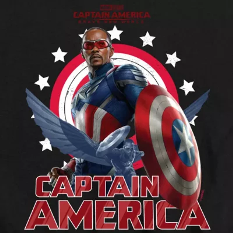 Disney Collection Captain America: Brave New World Little & Big Kid Boys Crew Neck Short Sleeve America Marvel Graphic T-Shirt