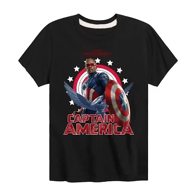 Disney Collection Captain America: Brave New World Little & Big Kid Boys Crew Neck Short Sleeve America Marvel Graphic T-Shirt
