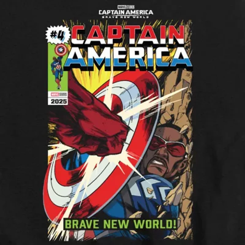 Disney Collection Little & Big Kid Boys Crew Neck Short Sleeve Captain America Marvel Graphic T-Shirt