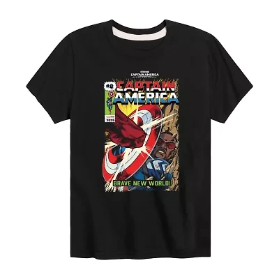 Disney Collection Little & Big Kid Boys Crew Neck Short Sleeve Captain America Marvel Graphic T-Shirt