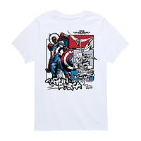 Disney Collection Little & Big Kid Boys Crew Neck Short Sleeve Captain America Marvel Graphic T-Shirt
