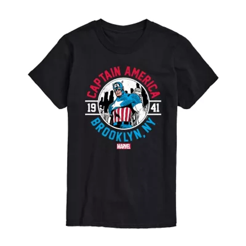 Mens Short Sleeve Captain America Marvel Graphic T-Shirt