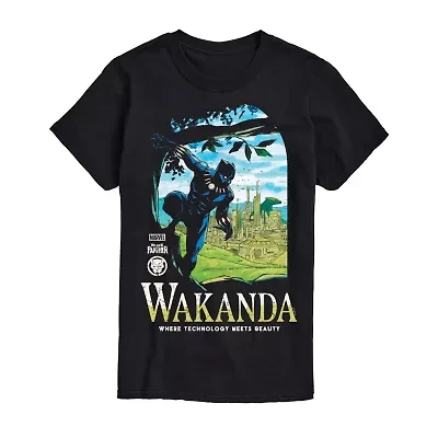 Mens Short Sleeve Black Panther Marvel Graphic T-Shirt