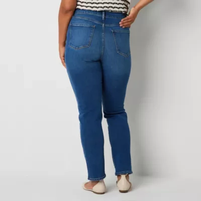 a.n.a Womens High Rise Straight Leg Jean