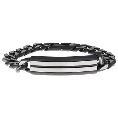 Mens Stainless Steel 8 1/2 Inch Solid Curb Id Bracelet