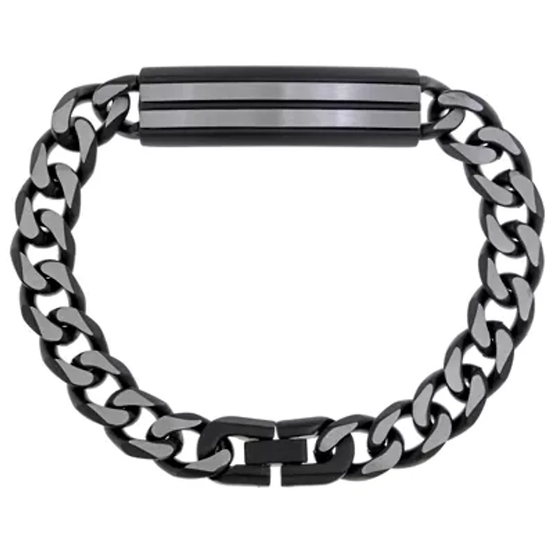 Mens Stainless Steel 8 1/2 Inch Solid Curb Id Bracelet