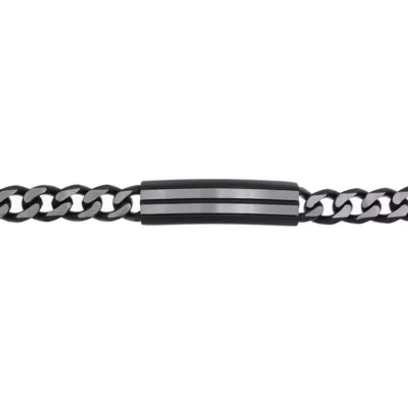 Mens Stainless Steel 8 1/2 Inch Solid Curb Id Bracelet