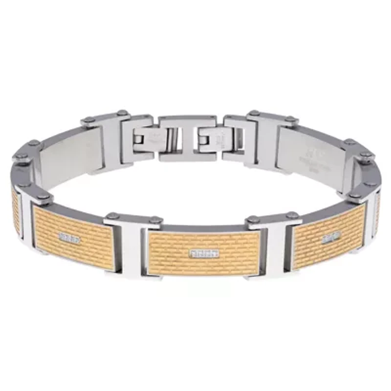 Mens Stainless Steel Solid Round 8 1/2 Inch Link Bracelet