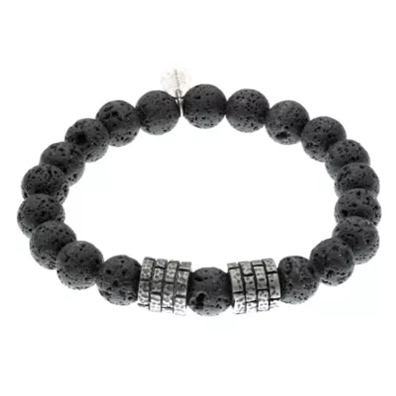 Mens Stainless Steel Beaded Bracelet