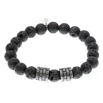 Mens Stainless Steel Beaded Bracelet