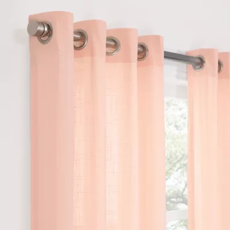 Fieldcrest Arden Solid Cotton Grommet Top Sheer Single Curtain Panel