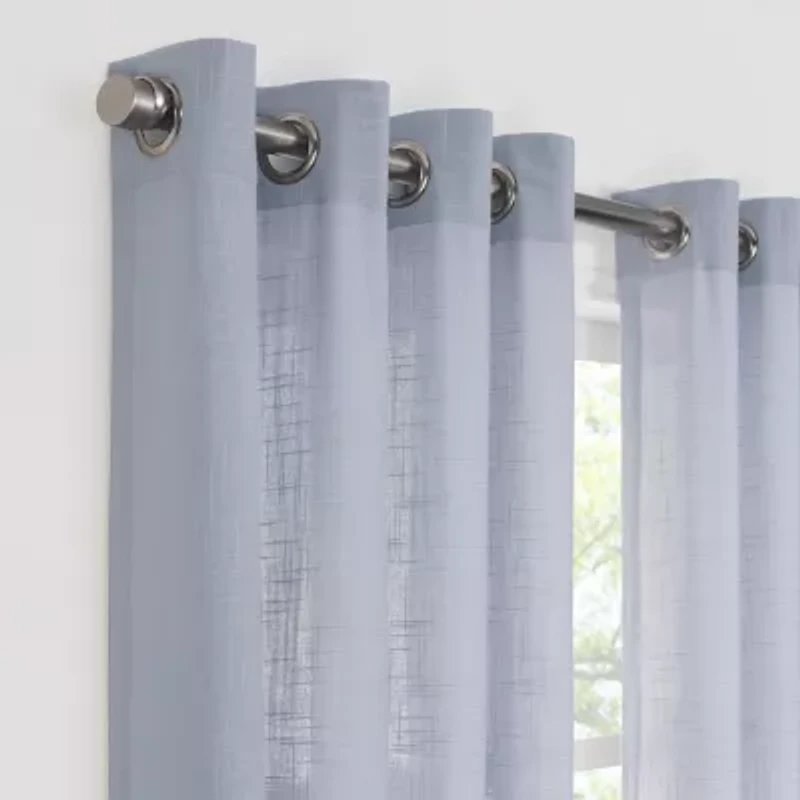 Fieldcrest Arden Solid Cotton Grommet Top Sheer Single Curtain Panel