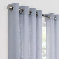 Fieldcrest Arden Solid Cotton Grommet Top Sheer Single Curtain Panel