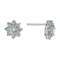 Silver Treasures Cubic Zirconia Sterling Silver 10.2mm Flower Stud Earrings