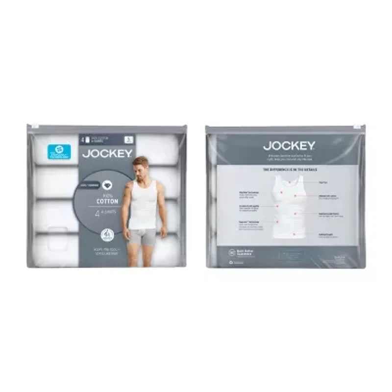 Jockey Cool + Durable Mens Scoop Neck Sleeveless 4 Pack Tank