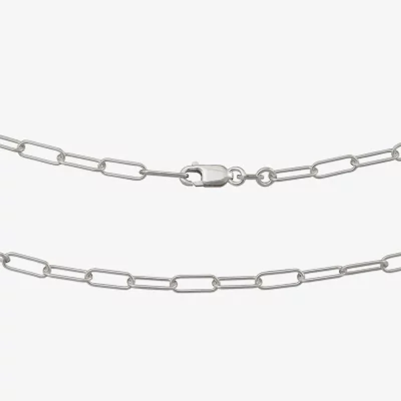Made in Italy Womens Sterling Silver 22 Inch Paperclip Chain Necklace